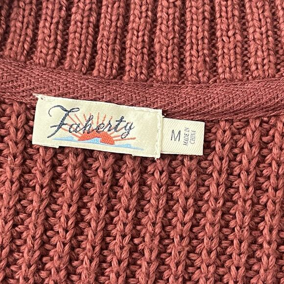 Faherty Cozy Boyfriend Cardigan Women's Size M Ribbed Jackson V Neck Henna NEW - Picture 7 of 8
